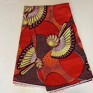 Vibrant Colorful Orange Multicolor Patterned Cotton Fabric